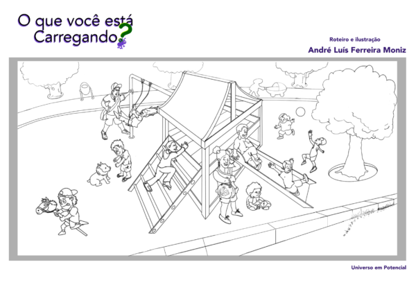 Ilustração de uma das páginas do caderno para colorir.